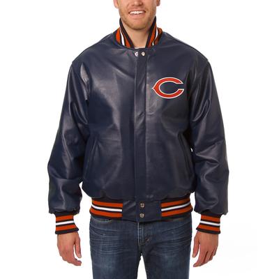 Chicago Bears JH Design Leather Full-Snap Jacket - Navy