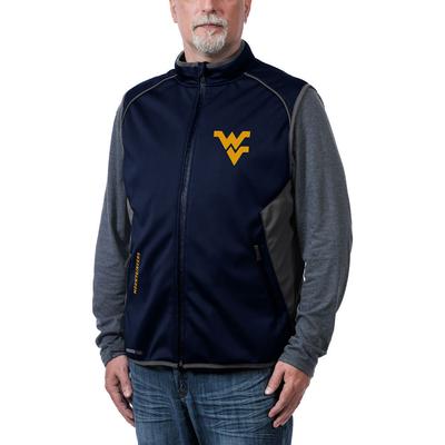 Franchise Club Men's Stadium Softshell Vest (Size XL) W Virginia Mountaineers/Navy, Polyester