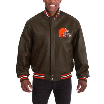 Cleveland Browns JH Design Leather Full-Snap Jacket - Brown