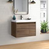 Union Rustic Ladaja 31" Wall-Mounted Single Bathroom Vanity Set Wood/Marble in Brown | 22.25 H x 30.5 W x 18.87 D in | Wayfair