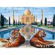 5D DIY Diamond Painting Kits Large Size Full Drill Taj Mahal & Tigers by Numbers Crystal Rhinestone Mosaic Pictures Embroidery Cross Stitch Arts Craft Home Wall Decoration Round Drill,90x120cm