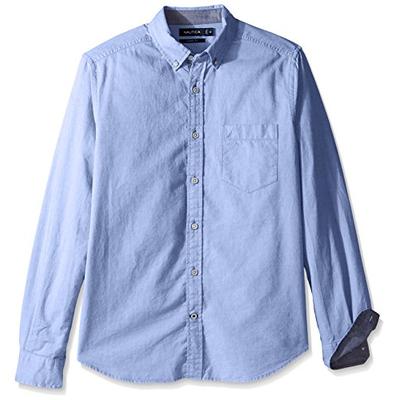 Nautica Men's Tall Long Sleeve Button Down Solid Oxford Shirt, French Blue, 1X Big