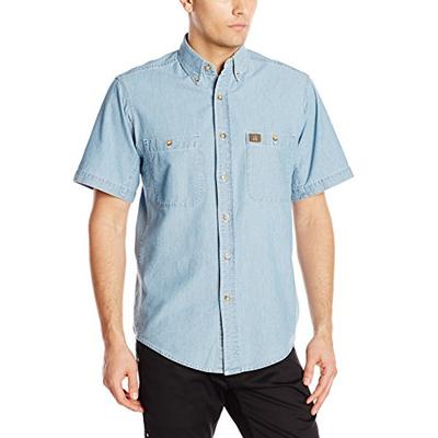 Wrangler Riggs Workwear Men's Chambray Work Shirt,Light Blue,X-Large