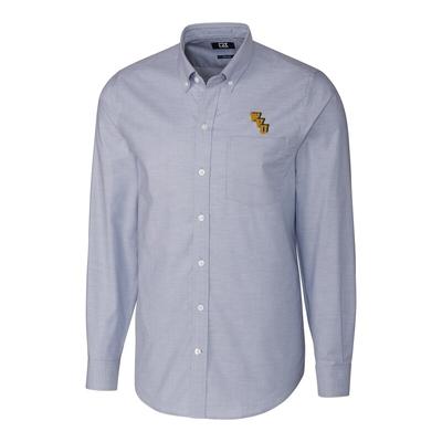 West Virginia Mountaineers Cutter & Buck Stretch Vault Logo Oxford Long Sleeve Shirt - Light Blue