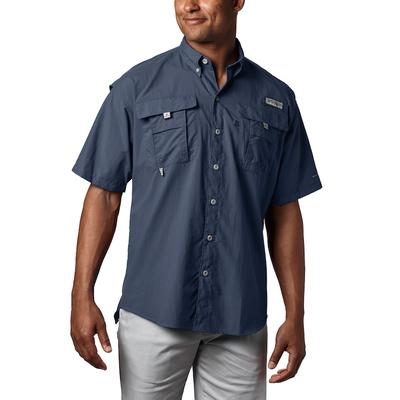 Men's Columbia PFG Bahama II Short Sleeve Woven Shirt, Size: Medium, Blue