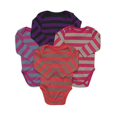 Leveret Girls' Infant Bodysuits - Assorted Stripe Long-Sleeve Bodysuit Set - Newborn & Infant