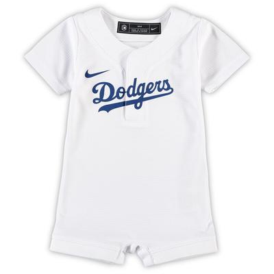 "Newborn & Infant Nike White Los Angeles Dodgers Official Jersey Romper"