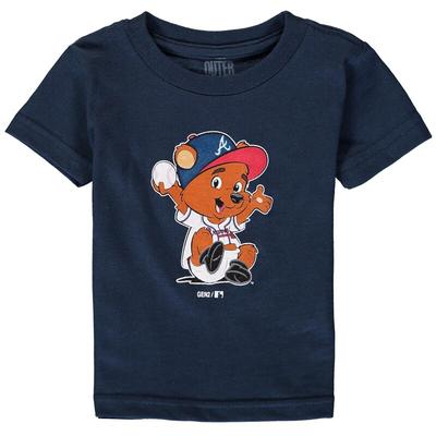 "Infant Navy Atlanta Braves Baby Mascot T-Shirt"