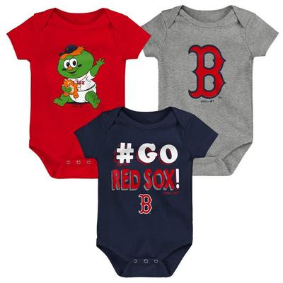 "Boston Red Sox Infant Navy/Red/Gray Born To Win 3-Pack Bodysuit Set"