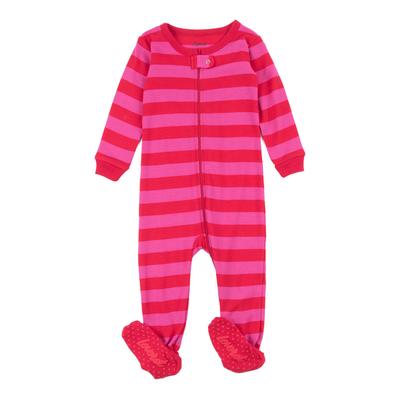 Leveret Girls' Footies - Red & Pink Stripe Footie - Infant, Toddler & Girls
