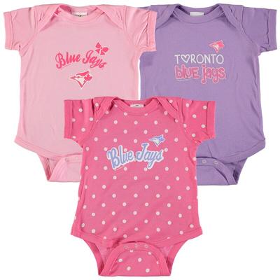 "Soft as a Grape Toronto Blue Jays Girls Infant Pink/Purple 3-Pack Rookie Bodysuit Set"