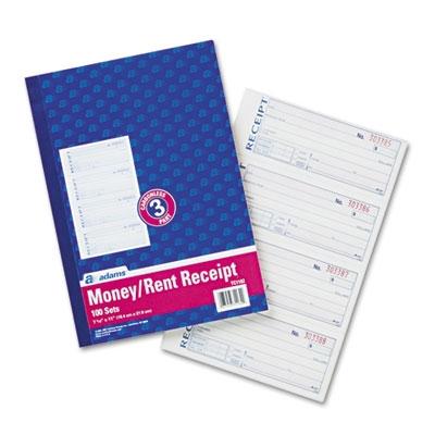 Adams ABFTC1182 Receipt Book, 7-5/8" x 11", 3-Part, 4 Receipts Per Page, 100 Sets Per Book