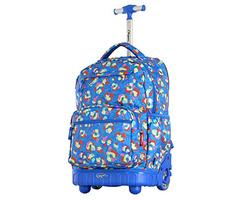 Olympia Melody 19" Rolling Backpack, Blue Flower, One Size