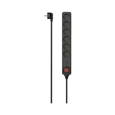 6-fach Steckdosenleiste mit Überspannungsschutz (schwarz) schwarz, Hama, 39x4.5x5 cm