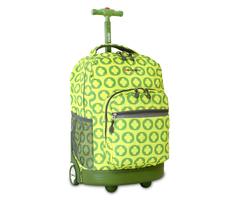 JWorld Backpacks LIME - Green Geometric Sunrise Rolling Backpack