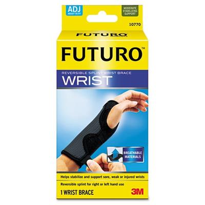 Futuro MMM10770EN Adjustable Reversible Splint Wrist Brace, Fits Wrists 5-1/2" to 8-1/2", Black & Gr