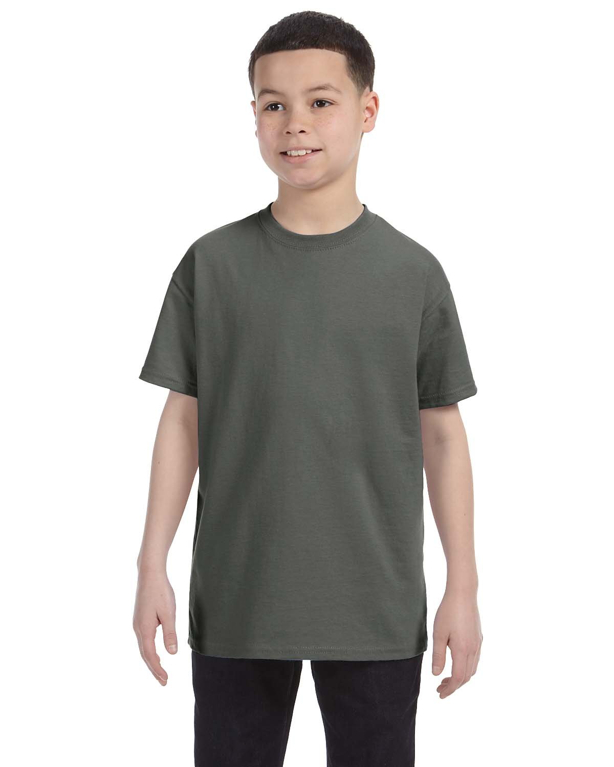 Gildan G500B Youth Heavy Cotton T-Shirt in Military Green size Large 5000B, G5000B