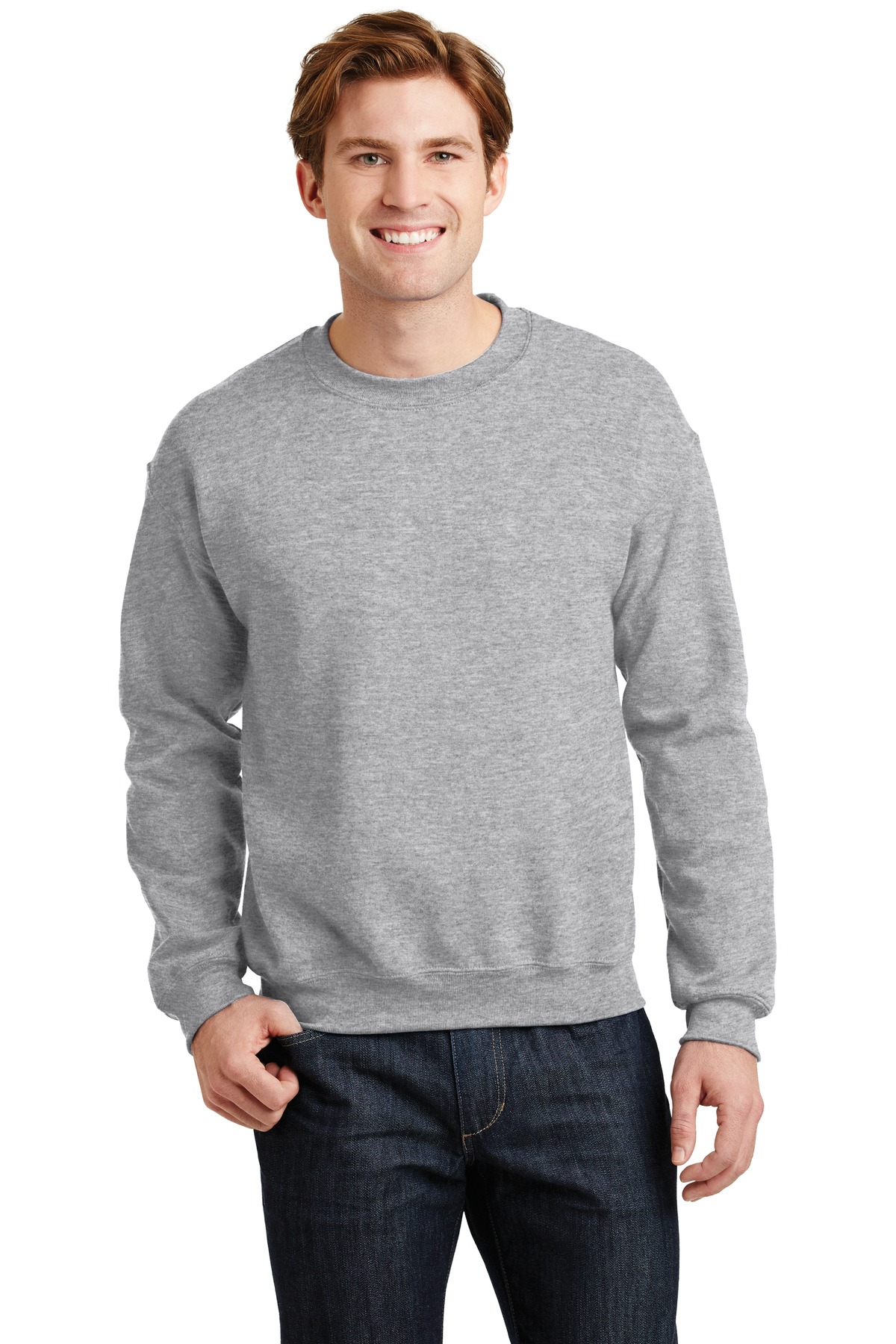 Gildan G180 Adult Heavy Blend 8 oz. 50/50 Fleece Crew T-Shirt in Sport Grey size 4XL | Cotton Polyester 18000, G18000