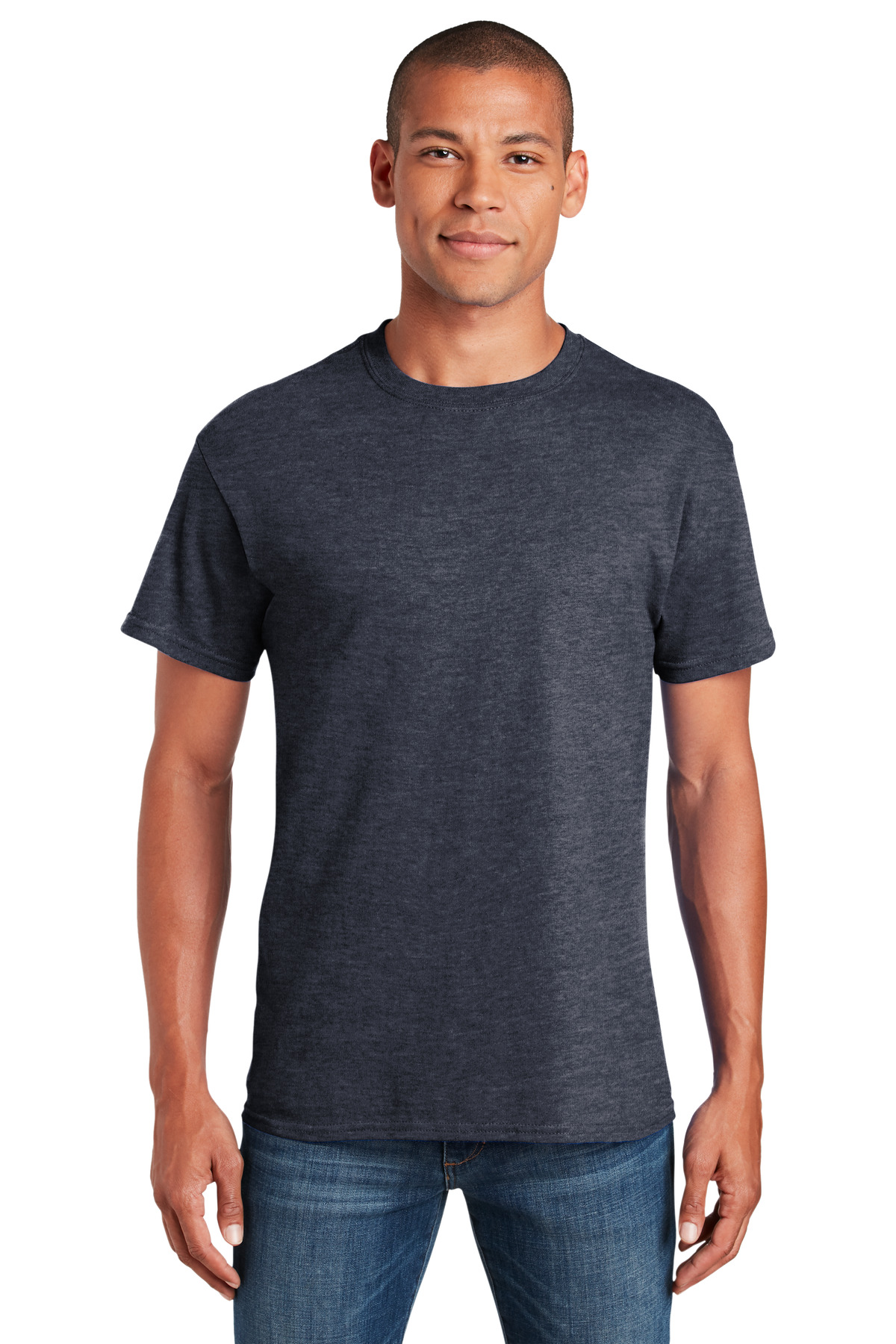 Gildan G500 Adult Heavy Cotton T-Shirt in Heather Navy Blue size XL 5000, G5000