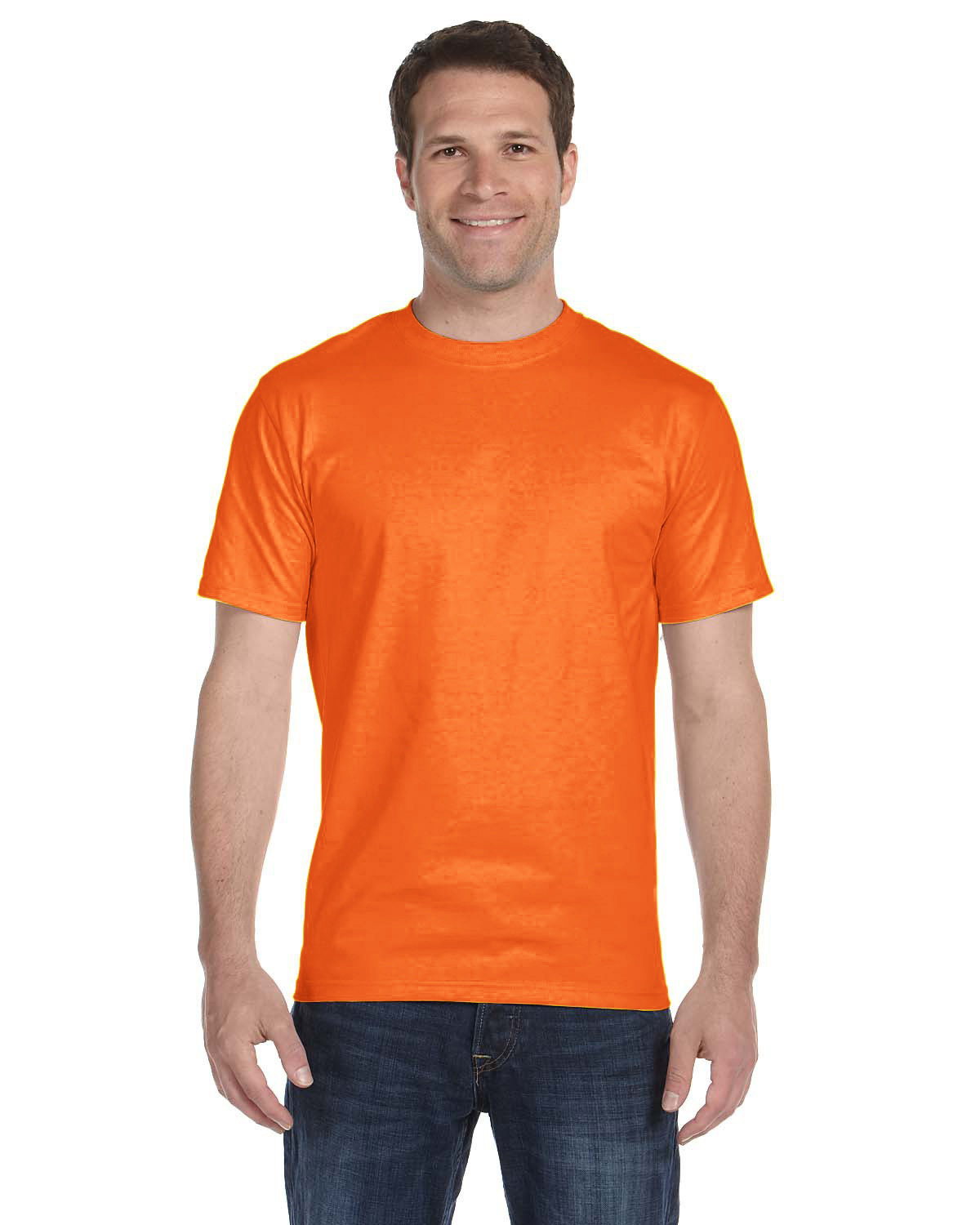 Gildan G800 Adult 50/50 T-Shirt in Safety Orange size Medium | Cotton Polyester 8000, G8000