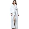 GSNOW Women Full Length Robe Plus Size Fleece Winter Warm Bathrobe Dressing Gown, White, UK 12-16(Size XL)