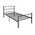 Panana Single Metal Bed Frame, 3FT Modern Design Bed Base with Strong Metal Slats, Headboard and Footboard bedroom furniture for Kids Adults (Black)