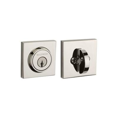 Baldwin SC.CSD.SMT Contemporary Square SmartKey Single Cylinder Keyed Entry Dead Polished Nickel