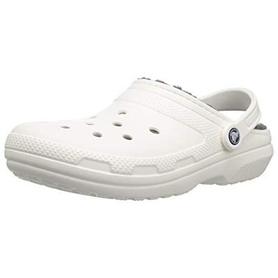 Crocs Classic Lined Clog, white/grey, 8 US Women / 6 US Men