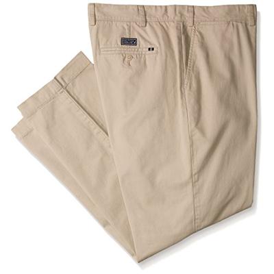 Nautica Men's Big-Tall Big and Tall Cotton Twill Flat Front Pant, True Stone, 46W 30L
