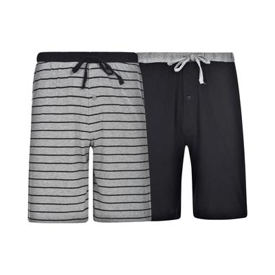 Hanes Men's Big and Tall Knit Jam, 2 Pack - Black and Grey Stripe/Solid Black