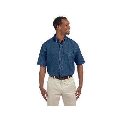 Harriton Men's 6.5 oz. Short-Sleeve Denim Shirt 2XL Dark Denim