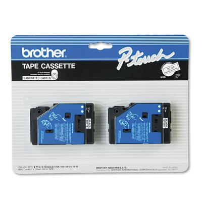 Brother P-Touch - TC-20 Label Tape, 1/2" - Black on White (P)