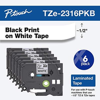 Brother Genuine P-Touch, TZe-231 6 Pack Tape ½" (0.47") x 26.2 ft. (8m) 6-Pack Laminated P-Touch Tap