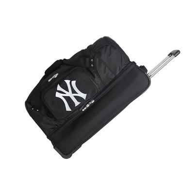 New York Yankees 27" 2-Wheel Rolling Drop Bottom Duffel Bag - Black