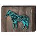 Designocracy Zebra Decorative Shabby Wooden Board Wall Décor in Blue/Brown | 12 H x 18 W x 1.5 D in | Wayfair 98232-182