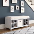 John Louis Home Solid Wood Entry Bench w/ 2-Shoe Divers & 1-Bin Polyester/Wood/Solid Wood in Gray/White | 20 H x 44 W x 17 D in | Wayfair JLH-EB-W2