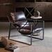 Armchair - Diamond Sofa Miller 27" Wide Top Grain Leather Armchair Metal/Genuine Leather in Black/Brown | 30 H x 27 W x 35 D in | Wayfair