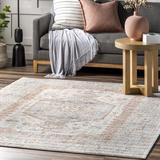 Gray 96 x 0.3 in Indoor Area Rug - World Menagerie Torven Traditional Floral Power Loom Performance Silver Rug | 96 W x 0.3 D in | Wayfair
