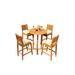 Rosecliff Heights Mastin 5 Piece Teak Bar Height Outdoor Dining Set Wood/Teak in Brown/White | 43.25 H x 36 W x 36 D in | Wayfair