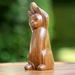 Trinx Casady Handcrafted Wood Cat Figurine Wood in Brown/Gray | 7.75 H x 2.6 W x 3.5 D in | Wayfair 182541