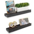 Foundry Select Dunlap 2 Piece Pine Solid Wood Picture Ledge Wall Shelf Wood in Brown/Green | 1.75 H x 17 W x 4 D in | Wayfair