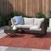 Mercury Row® Boydston 5 Piece Sectional Seating Group w/ Cushions Synthetic Wicker/All - Weather Wicker/Wicker/Rattan in Black/Brown | Outdoor Furniture | Wayfair