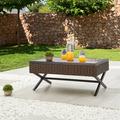 Mercury Row® Boydston Outdoor Coffee Table Metal in Black/Brown | 14.7 H x 33.4 W x 22 D in | Wayfair 911A1ED07B054121B6E9834C3B25A3D5