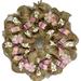 The Holiday Aisle® Easter Wreath Burlap w/ Pastel Stripes & Bunny Ribbons Burlap/Deco Mesh in Brown/Pink | 24 H x 24 W x 6 D in | Wayfair