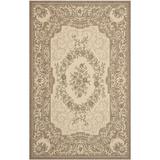 Blue/Brown 31 x 0.25 in Area Rug - Fleur De Lis Living Galena Oriental Creme/Brown Indoor/Outdoor Area Rug | 31 W x 0.25 D in | Wayfair