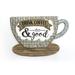 Gracie Oaks Drink Coffee & Do Good Metal & Wood Coffee Cup Wall Décor in Black/Gray | 11 H x 12 W x 23.63 D in | Wayfair