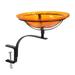 Union Rustic 12 Inch Crackle Birdbath w/ Rail Mount Bracket Glass in Orange | 13.75 H x 18.5 W x 12.5 D in | Wayfair CGB-06M-RM