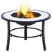 Winston Porter Fire Pit Fireplace Firebowl for Camping Picnic BBQ Outdoor Ceramic Steel in Blue/Brown/Gray | Wayfair