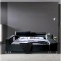 Orren Ellis Waylen Low Profile Platform Bed Upholstered/Metal/Faux leather in Black | 29.5 H x 100 W x 96.4 D in | Wayfair