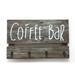 Gracie Oaks Coffee Bar Wood W & 4 Hooks Wall Décor in Gray | 11.88 H x 19.5 W x 2.38 D in | Wayfair F109928C1BDA4E6DB5A279F031A2FB3A